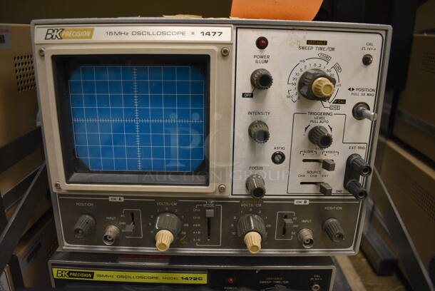 2 BK Precision Metal Unitsl Model 1477 15MHz Oscilloscopes and Model 1472C 15MHz Oscilloscope. 110-120/220-240 Volts. 11x16x8. 2 Times Your Bid! (Midtown 2: Room 105) - Image 2 of 6