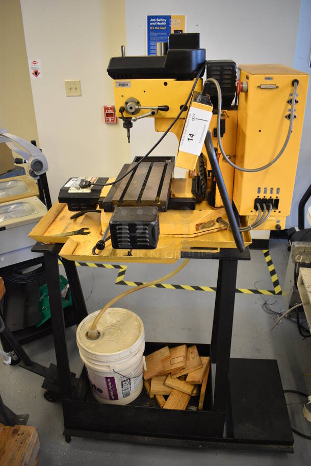 WOW! Dyna Myte Model 2400 Metal Commercial Countertop Vertical Milling Machine on Metal Cart w/ Additional Pieces. 30x34x28, Cart: 22x50x55 (Midtown 1: Room 122) - Image 2 of 12