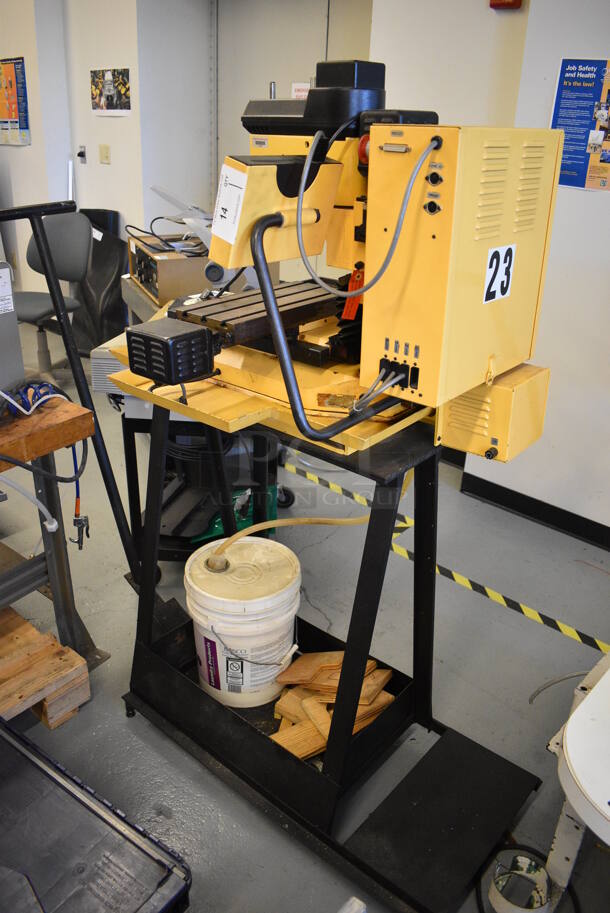 WOW! Dyna Myte Model 2400 Metal Commercial Countertop Vertical Milling Machine on Metal Cart w/ Additional Pieces. 30x34x28, Cart: 22x50x55 (Midtown 1: Room 122) - Image 3 of 12