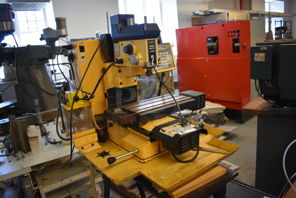 WOW! Dyna Myte Model 2400 Metal Commercial Countertop Vertical Milling Machine on Metal Cart w/ Additional Pieces. 30x34x28, Cart: 22x50x55 (Midtown 1: Room 122) - Image 7 of 12