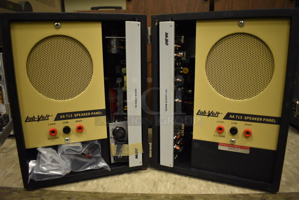 2 Wood Pattern Cases w/ Lab-Volt AA713 Speaker Panels. Each Case Has 2 Speakers. 8x10x14. 2 Times Your Bid! (Midtown 2: Room 105) - Image 2 of 5