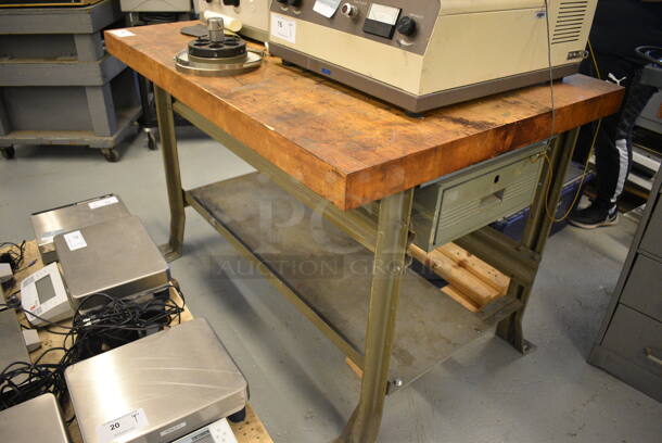 Metal Commercial Table w/ Butcher Block Tabletop. 48x36x34 (Midtown 1: Room 122) - Image 2 of 6
