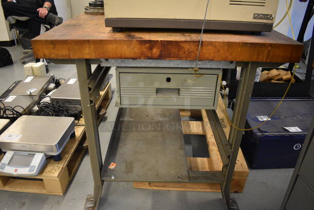 Metal Commercial Table w/ Butcher Block Tabletop. 48x36x34 (Midtown 1: Room 122) - Image 5 of 6