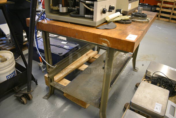 Metal Commercial Table w/ Butcher Block Tabletop. 48x36x34 (Midtown 1: Room 122) - Image 6 of 6