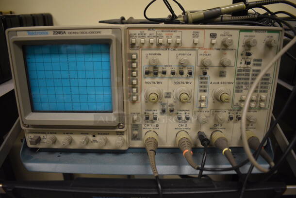Tektronix Model 2246 100 MHz Oscilloscope on Cart w/ Commercial Casters. 17x25x35. (Midtown 2: Room 105) - Image 5 of 11