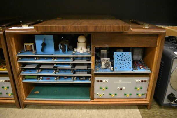 Wood Pattern Box w/ Various Items Including Model TM9 Peaking Transformer. 7x13x11. (Midtown 2: Room 105)