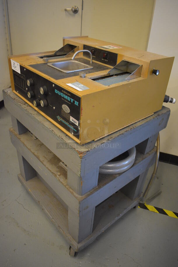 Buehler Duomet II Metal Commercial Countertop Belt Surfacer on Wooden Cart on Commercial Casters. 115 Volts, 1 Phase. 24x24x10.5. Cart 28x24x32 (Midtown 1: Room 122) - Image 7 of 9