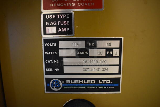 Buehler Duomet II Metal Commercial Countertop Belt Surfacer on Wooden Cart on Commercial Casters. 115 Volts, 1 Phase. 24x24x10.5. Cart 28x24x32 (Midtown 1: Room 122) - Image 8 of 9