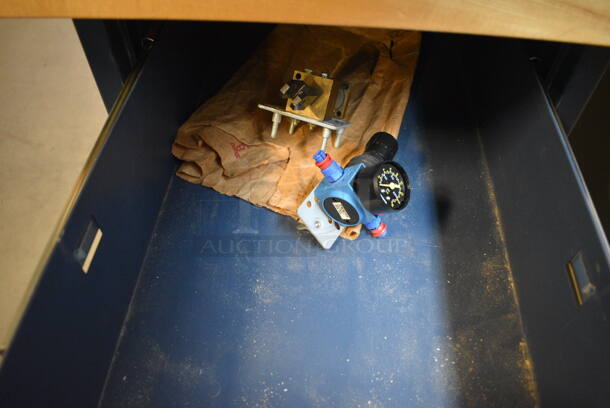 Table w/ Butcher Block Tabletop and Metal Right Side 3 Drawer Filing Cabinet. 96x30x36. (Midtown 2: Room 130) - Image 3 of 5