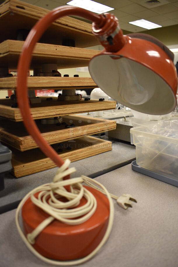 Red Metal Countertop Lamp. 6.5x6.5x12. (Midtown 2: Room 105) - Image 2 of 3