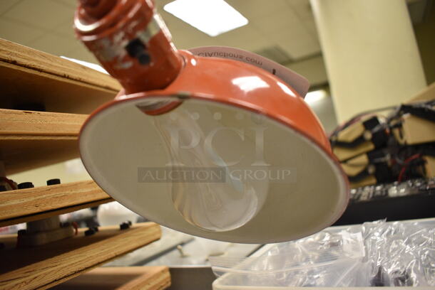 Red Metal Countertop Lamp. 6.5x6.5x12. (Midtown 2: Room 105) - Image 3 of 3