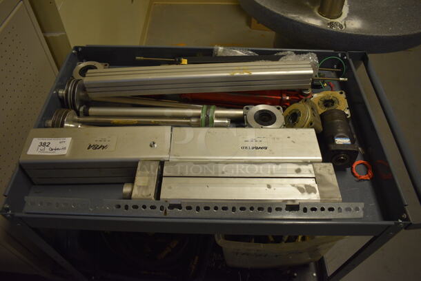 ALL ONE MONEY! Metal 2 Tier Cart Full of Various Parts and Pieces on Commercial Casters. 39x25x32. (Midtown 2: Room 130) - Image 2 of 6