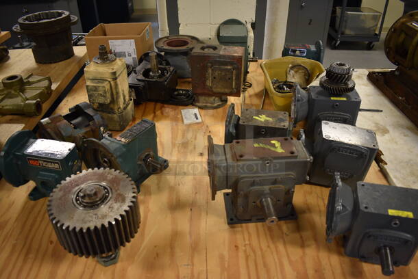 ALL ONE MONEY! Lot of Various Metal Parts on Metal Cart w/ Wood Pattern Tabletop! 48x55x34. (Midtown 2: Room 130) - Image 2 of 6