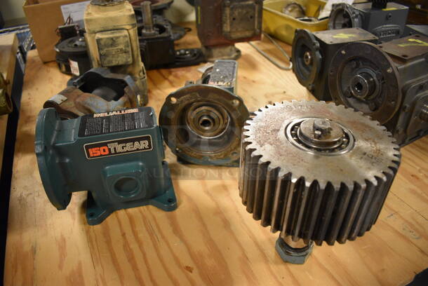 ALL ONE MONEY! Lot of Various Metal Parts on Metal Cart w/ Wood Pattern Tabletop! 48x55x34. (Midtown 2: Room 130) - Image 3 of 6