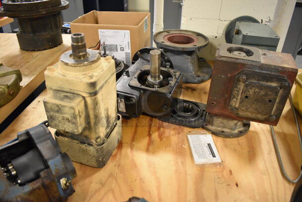 ALL ONE MONEY! Lot of Various Metal Parts on Metal Cart w/ Wood Pattern Tabletop! 48x55x34. (Midtown 2: Room 130) - Image 4 of 6