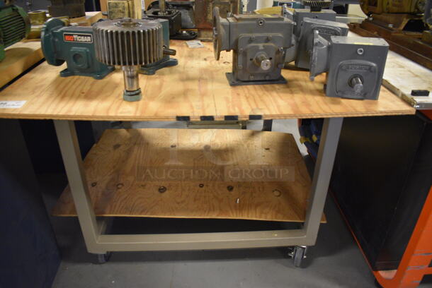 ALL ONE MONEY! Lot of Various Metal Parts on Metal Cart w/ Wood Pattern Tabletop! 48x55x34. (Midtown 2: Room 130) - Image 6 of 6