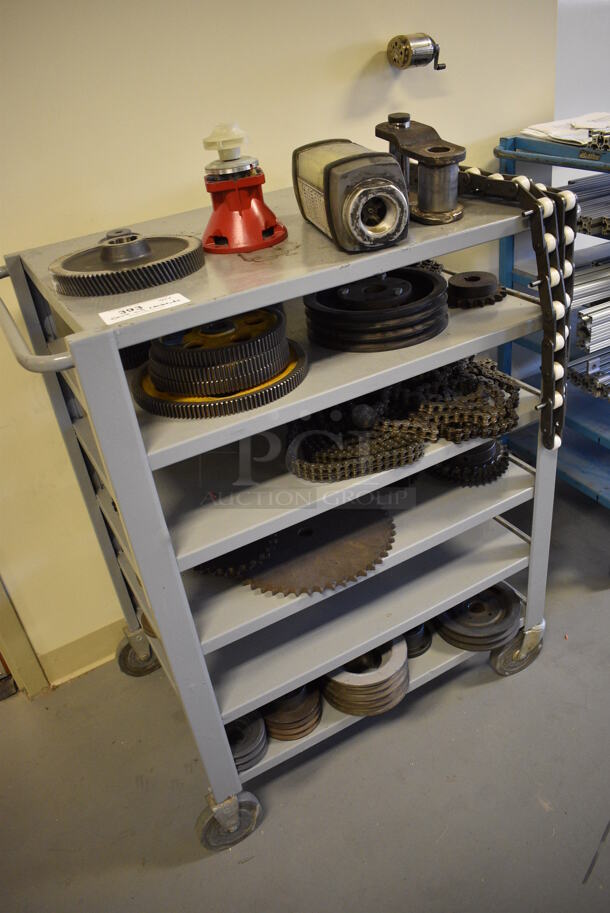 Metal Cart w/ Various Parts and Pieces Contents on Commercial Casters. 34x21x39. (Midtown 2: Room 130) - Image 2 of 6