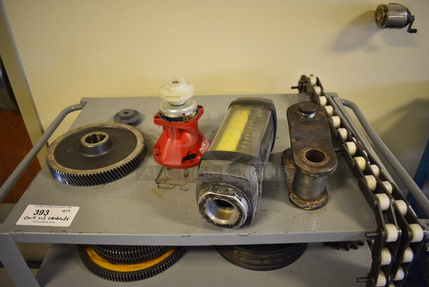 Metal Cart w/ Various Parts and Pieces Contents on Commercial Casters. 34x21x39. (Midtown 2: Room 130) - Image 4 of 6