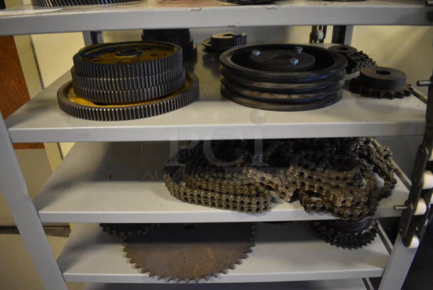 Metal Cart w/ Various Parts and Pieces Contents on Commercial Casters. 34x21x39. (Midtown 2: Room 130) - Image 5 of 6