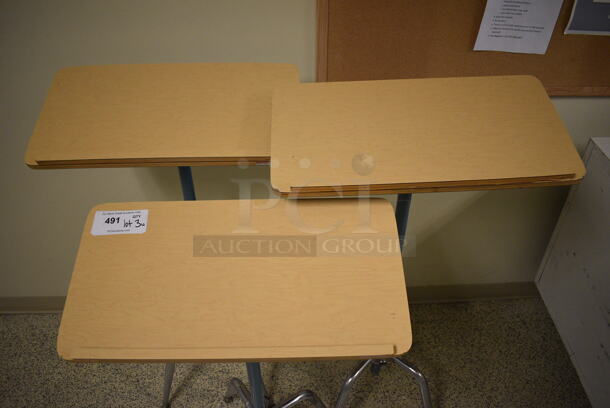 ALL ONE MONEY! Lot of 3 Wood Pattern Podiums on Metal Stand! Includes 23x12x39. (Midtown 2: Hallway) - Image 3 of 4