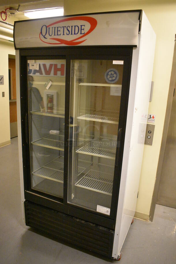 NICE! Easycon Model ESC-1000RD Metal Commercial 2 Door Reach In Cooler Merchandiser w/ Poly Coated Racks and Sliding Doors. 115 Volts, 1 Phase. 42x30x81. (Midtown 2: Room 130) - Image 2 of 6