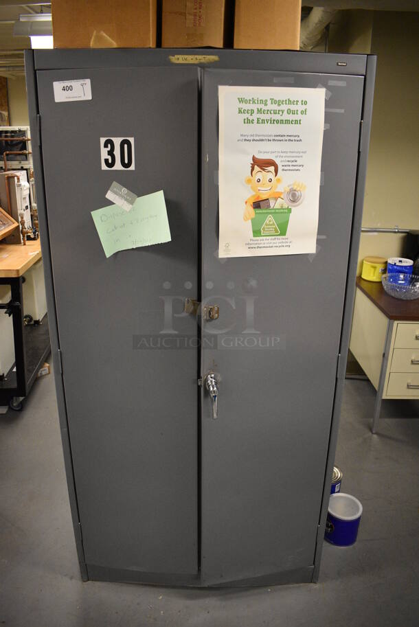 Gray Metal 2 Door Filing Cabinet. Does Not Include Contents. 36x18x72. (Midtown 2: Room 130)