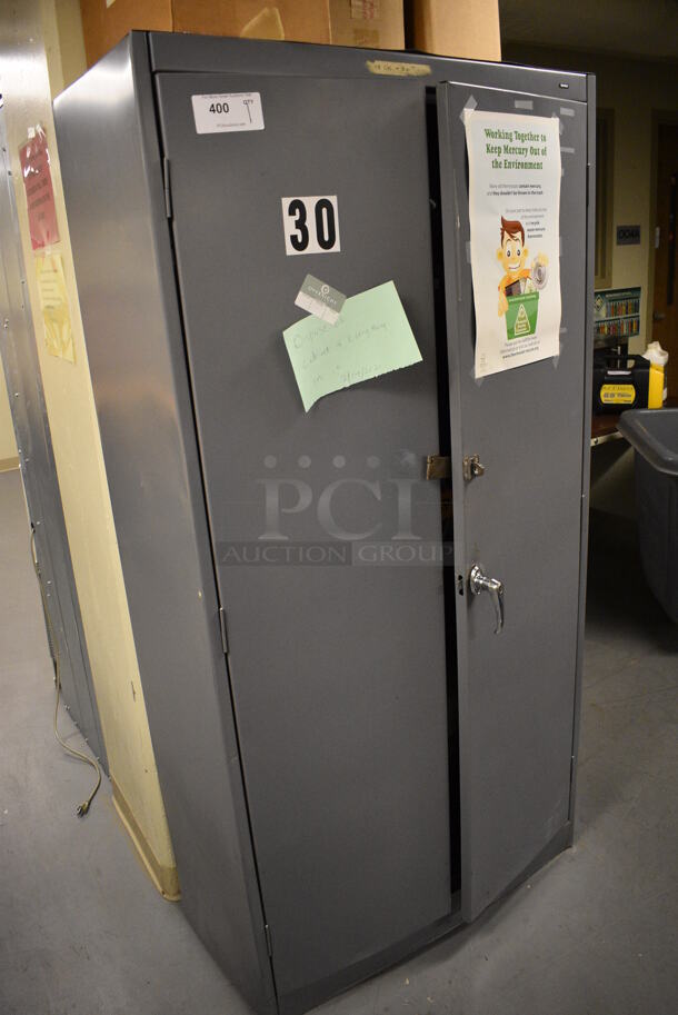 Gray Metal 2 Door Filing Cabinet. Does Not Include Contents. 36x18x72. (Midtown 2: Room 130) - Image 2 of 4