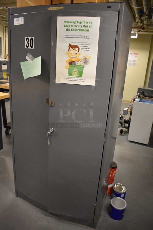 Gray Metal 2 Door Filing Cabinet. Does Not Include Contents. 36x18x72. (Midtown 2: Room 130) - Image 3 of 4