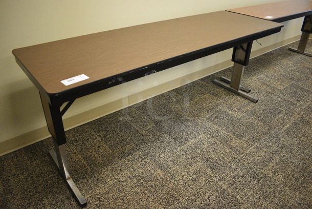 Wood Pattern Table. 72x24x29. (Midtown 2: Second Floor: Room 212)