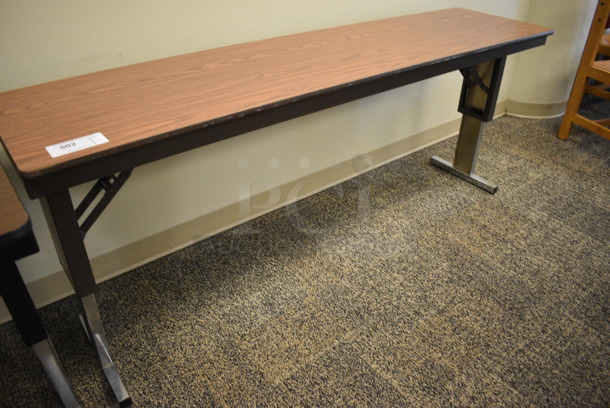 Wood Pattern Table. 72x18x29. (Midtown 2: Second Floor: Room 212)