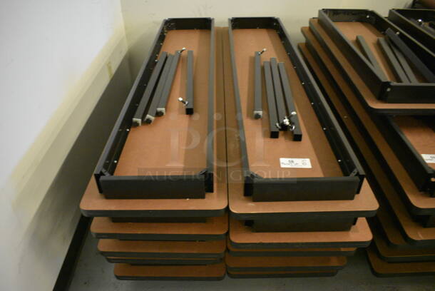 10 Wood Pattern Tables w/ Metal Legs. 72x18x4, Legs 27". 10 Times Your Bid! (Midtown 1: Room 122) - Image 1 of 3