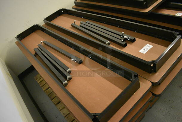 10 Wood Pattern Tables w/ Metal Legs. 72x18x4, Legs 27". 10 Times Your Bid! (Midtown 1: Room 122) - Image 2 of 3