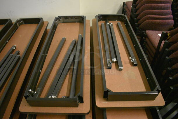 12 Wood Pattern Tables w/ Metal Legs. 72x18x4, 48x18x4. Legs 27". 12 Times Your Bid! (Midtown 1: Room 122) - Image 2 of 4