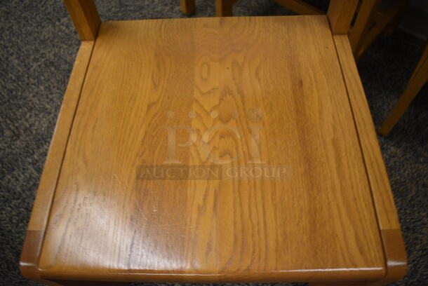 5 Wooden Chairs w/ Maroon Backrest. Stock Pictures Used. 19x18x32. 5 Times Your Bid! (Midtown 2: Second Floor: Room 212) - Image 4 of 6