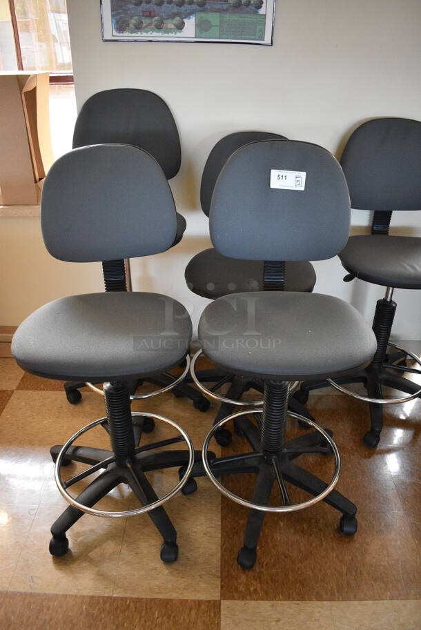 5 Gray Drafting Height Office Chairs on Casters. 18x20x44. 5 Times Your Bid! (Midtown 2: Second Floor: Room 216) - Image 2 of 3