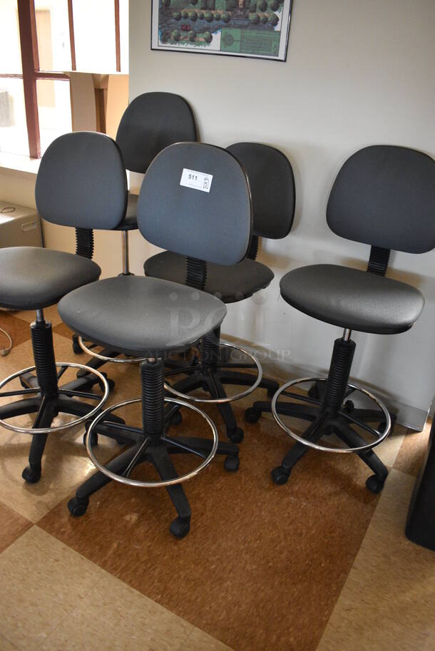 5 Gray Drafting Height Office Chairs on Casters. 18x20x44. 5 Times Your Bid! (Midtown 2: Second Floor: Room 216) - Image 3 of 3