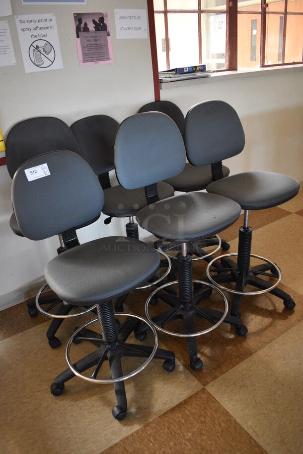 6 Gray Drafting Height Office Chairs on Casters. 18x20x44. 6 Times Your Bid! (Midtown 2: Second Floor: Room 216) - Image 3 of 4