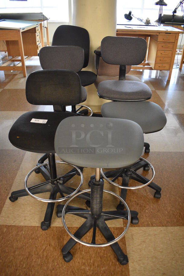 7 Various Chairs on Casters. Includes 18x18x30. 7 Times Your Bid! (Midtown 2: Second Floor: Room 216)