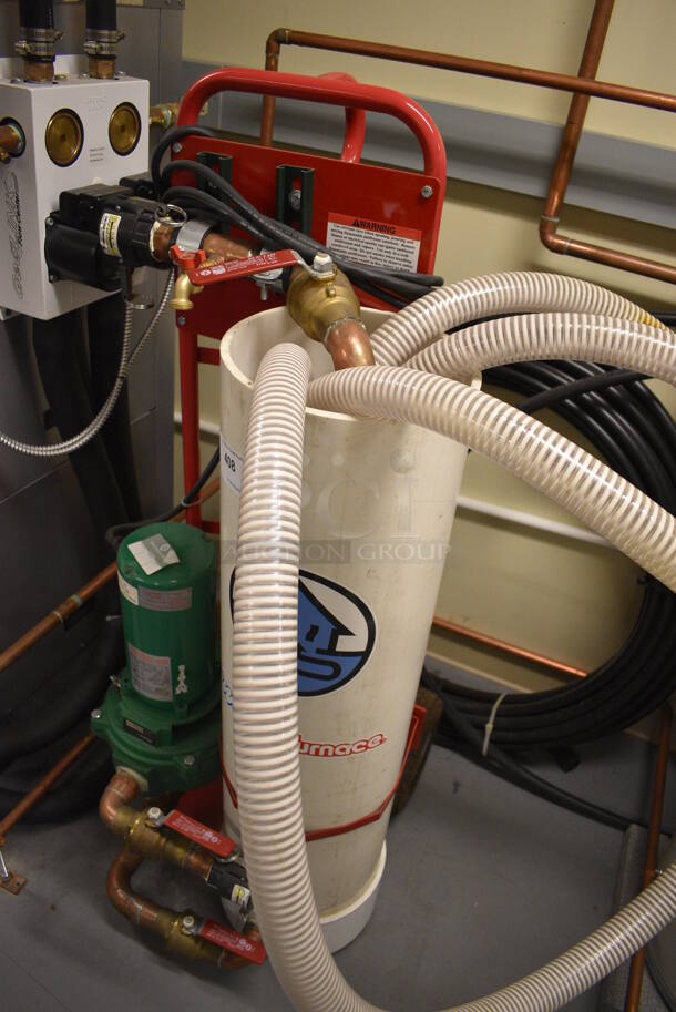 ALL ONE MONEY! Lot of Water Furnace w/ Motor on Metal Furniture Dolly. 18x19x52. Unit Will Be Unhooked and Removed Before Pick Up Day. (Midtown 2: Room 130) - Image 3 of 7