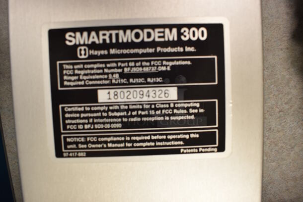 Hayes SmartModem 300 Micro Computer Modem. 5.5x9.5x1.5. (Midtown 2: Room 105) - Image 4 of 4