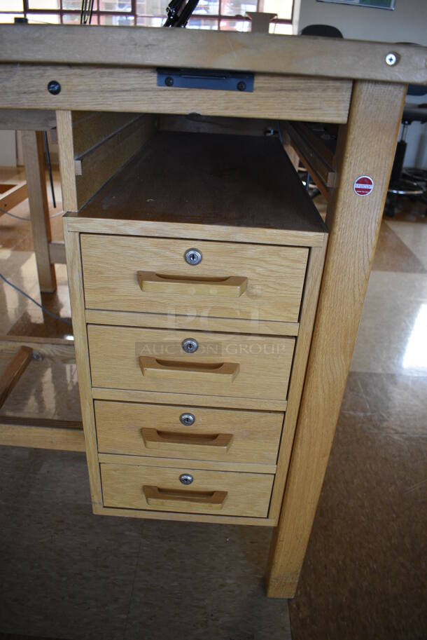 Wooden Drafting Table w/ 4 Drawers and Attached Metal Light. 60x40x68. Table: 60x39x37.5. (Midtown 2: Second Floor: Room 216) - Image 3 of 6