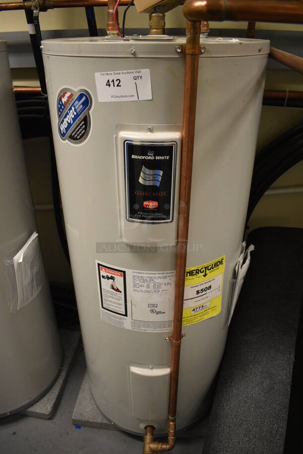 Bradford White Model M240S6DS-1NCWW Metal Floor Style Electric Powered Automatic Storage Water Heater. 208/240 Volts, 1 Phase. 21x21x48. Unit Will Be Unhooked and Removed Before Pick Up Day. (Midtown 2: Room 130)