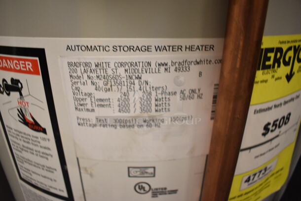 Bradford White Model M240S6DS-1NCWW Metal Floor Style Electric Powered Automatic Storage Water Heater. 208/240 Volts, 1 Phase. 21x21x48. Unit Will Be Unhooked and Removed Before Pick Up Day. (Midtown 2: Room 130) - Image 5 of 5
