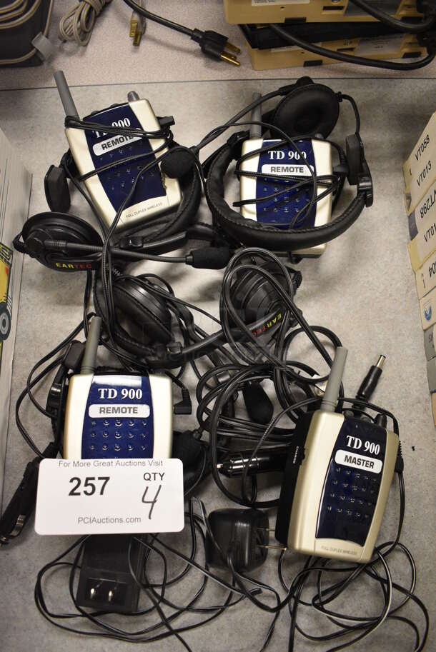 4 Master Model TD900 Full Duplex Wireless Remote Transceivers. 3x1.5x5.5. 4 Times Your Bid! (Midtown 2: Room 105)