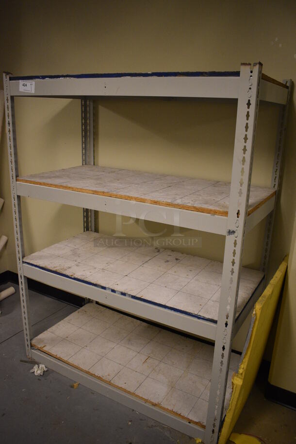 Tan Metal 4 Tier Shelving Unit. 49x25x64. (Midtown 2: Room 130)