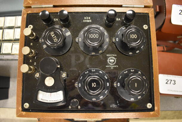 Industrial Instrument RN-1 Wheatstone Bridge Board in Wood Pattern Case. 9x7.5x6. (Midtown 2: Room 105)