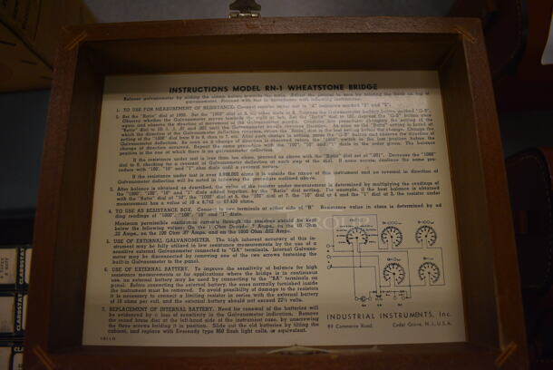 Industrial Instrument RN-1 Wheatstone Bridge Board in Wood Pattern Case. 9x7.5x6. (Midtown 2: Room 105) - Image 3 of 5