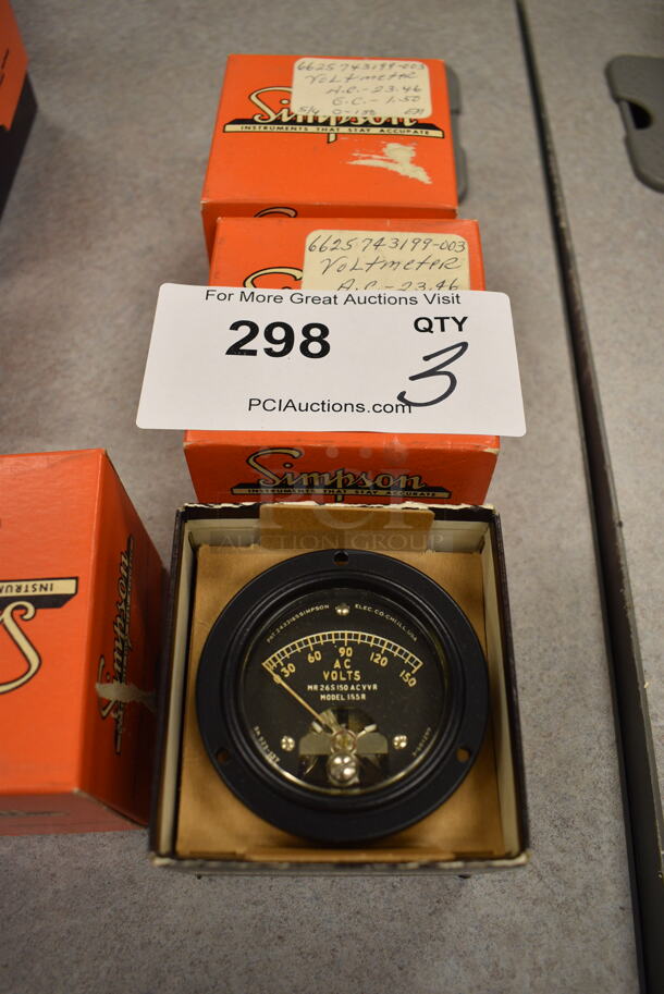 3 BRAND NEW IN BOX! Simpson 155R Voltmeter. 2.5x2.5x3. 3 Times Your Bid! (Midtown 2: Room 105)
