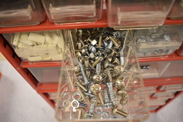 2 Red Poly Unit w/ Poly Clear Drawers and Contents. 12x6x9.5. 2 Times Your Bid! (Midtown 2: Room 105) - Image 3 of 5