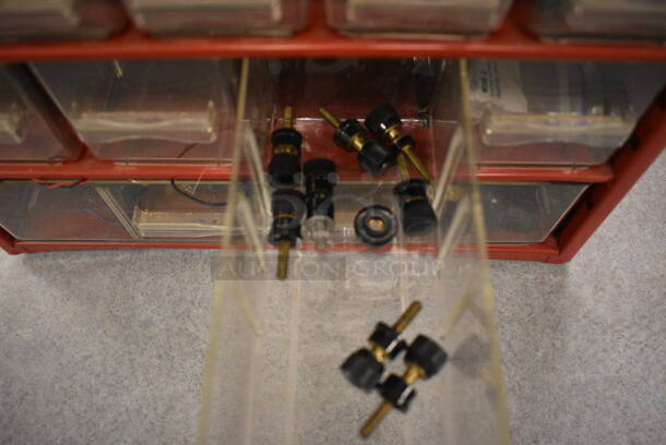 2 Red Poly Unit w/ Poly Clear Drawers and Contents. 12x6x9.5. 2 Times Your Bid! (Midtown 2: Room 105) - Image 5 of 5